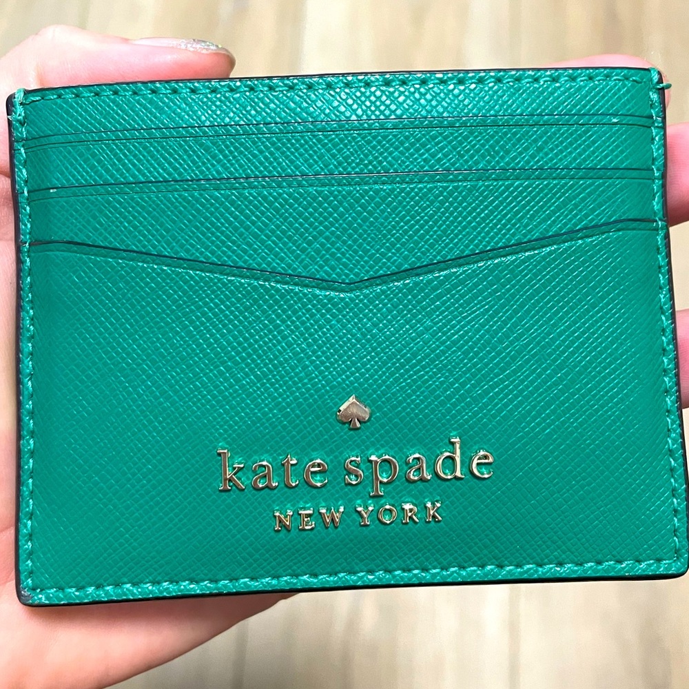 Kate spade green small slim card holder
